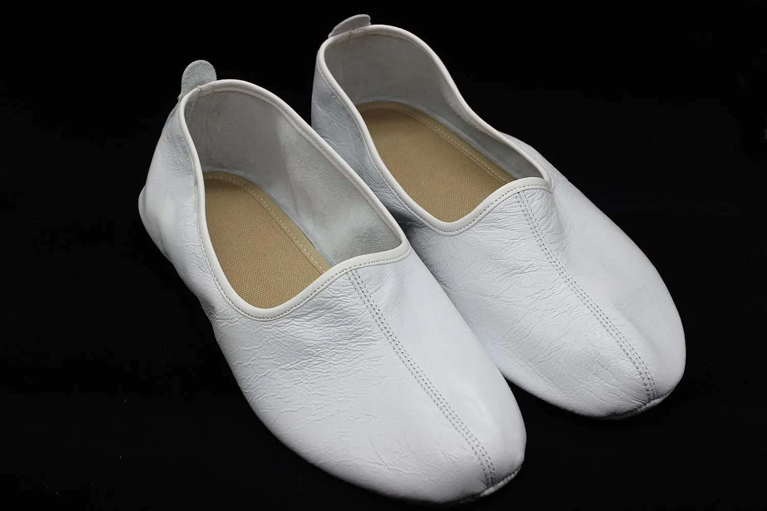 Women's Indoor Leather Slippers Pure White Traditional Babouche House Shoes Moccasin Tawaf Grounding Shoes