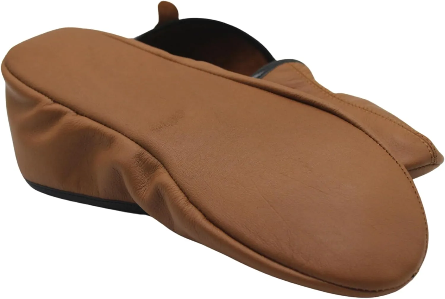 Women's Indoor Leather Slippers Tan Color Traditional Babouche House Shoes Barefoot Moccasin