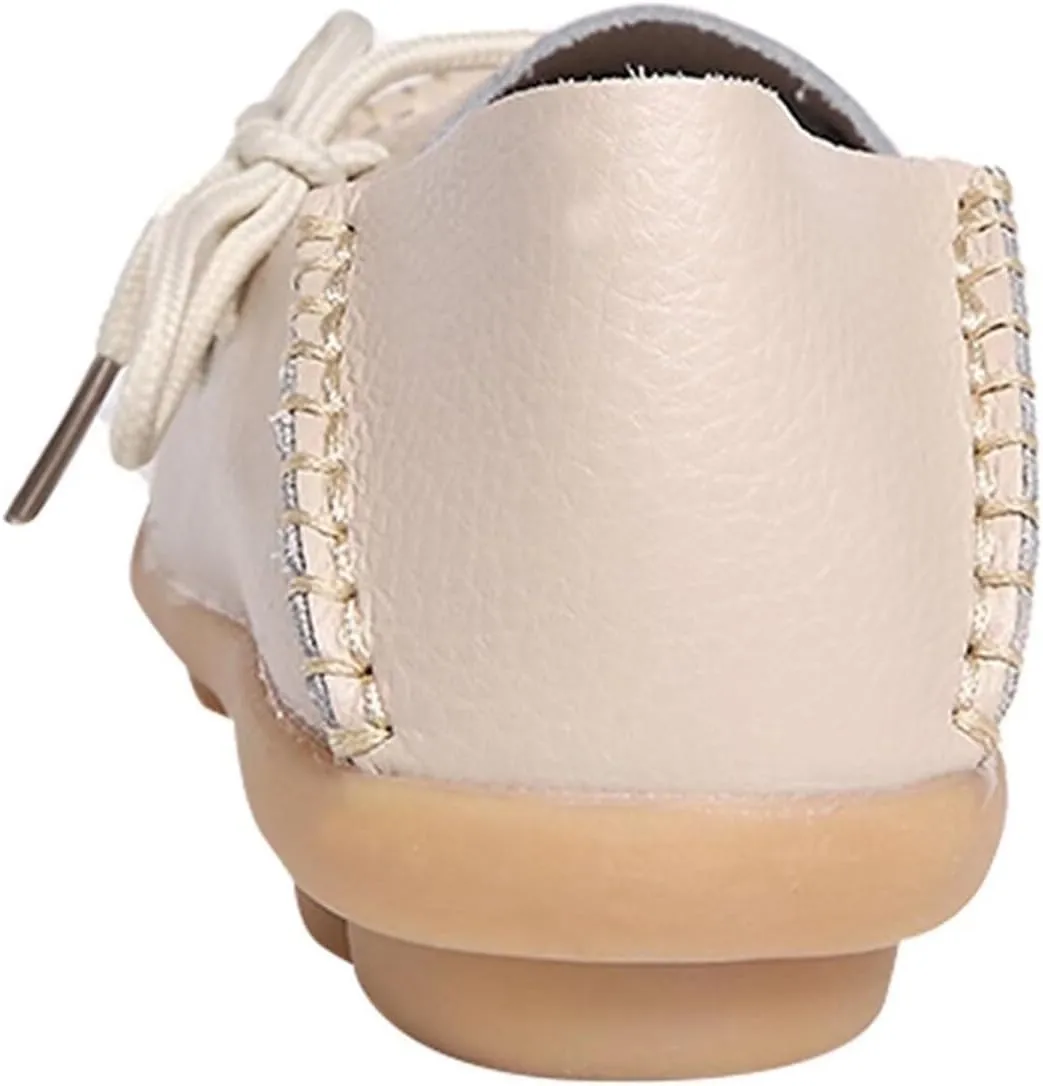 Women's Leather Slip-On Shoes Flat Slipper Walking Loafers