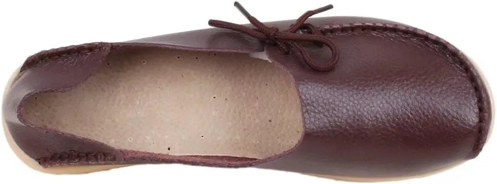 Women's Leather Slipper Loafers Flat Shoes Slip-Ons