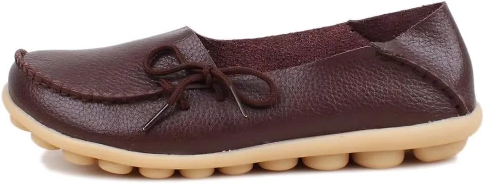 Women's Leather Slipper Loafers Flat Shoes Slip-Ons