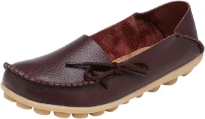 Women's Leather Slipper Loafers Flat Shoes Slip-Ons