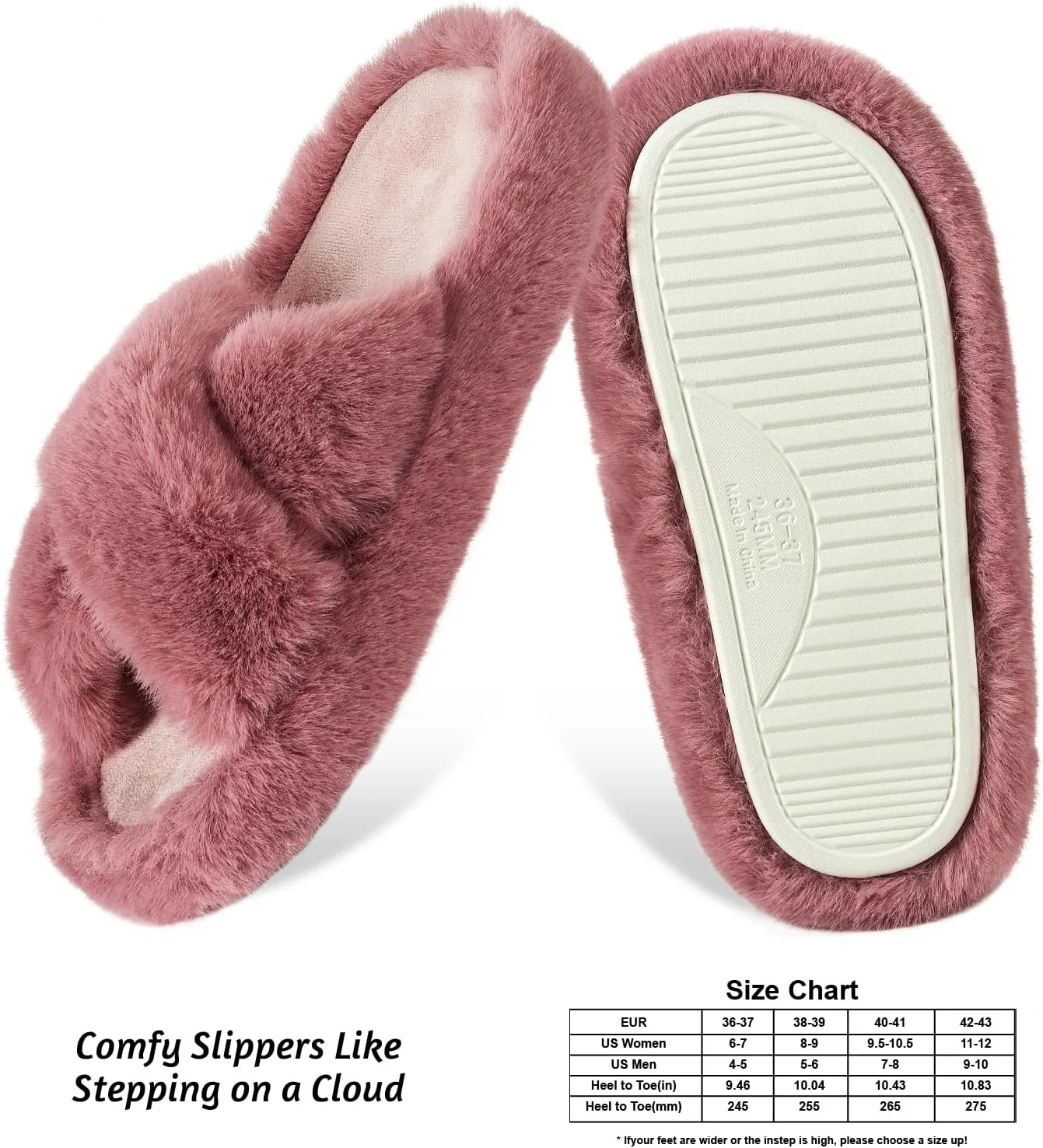 Women's Memory Foam Fluffy Plush Slippers - Cozy Furry Comfy Shoes