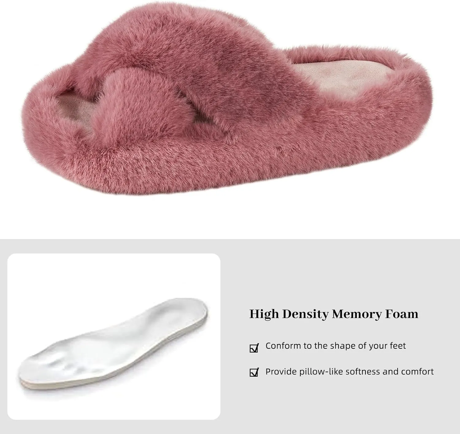 Women's Memory Foam Fluffy Plush Slippers - Cozy Furry Comfy Shoes