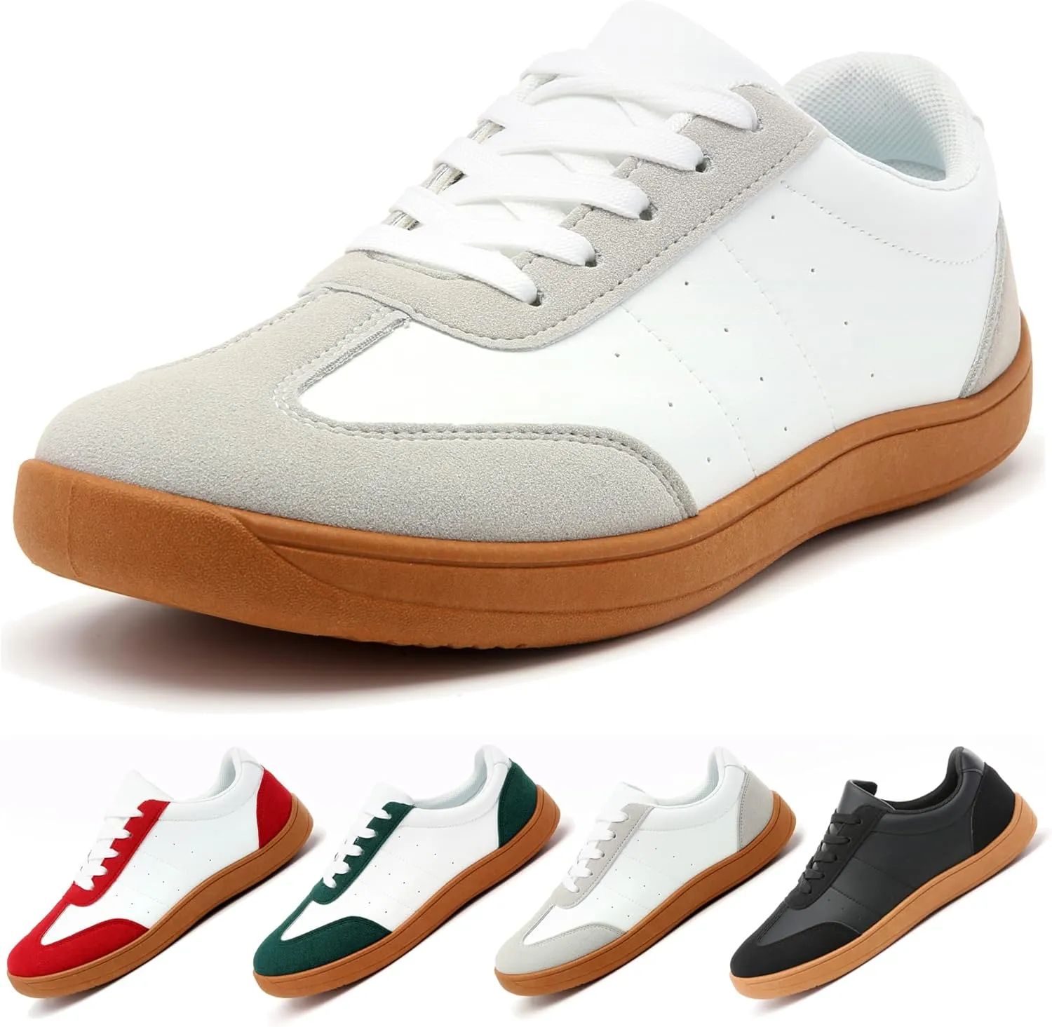 Women's Men's Classic Leather Sneakers Comfy Breathable Casual Walking Shoes Fashion Soft Lace-up Sneaker
