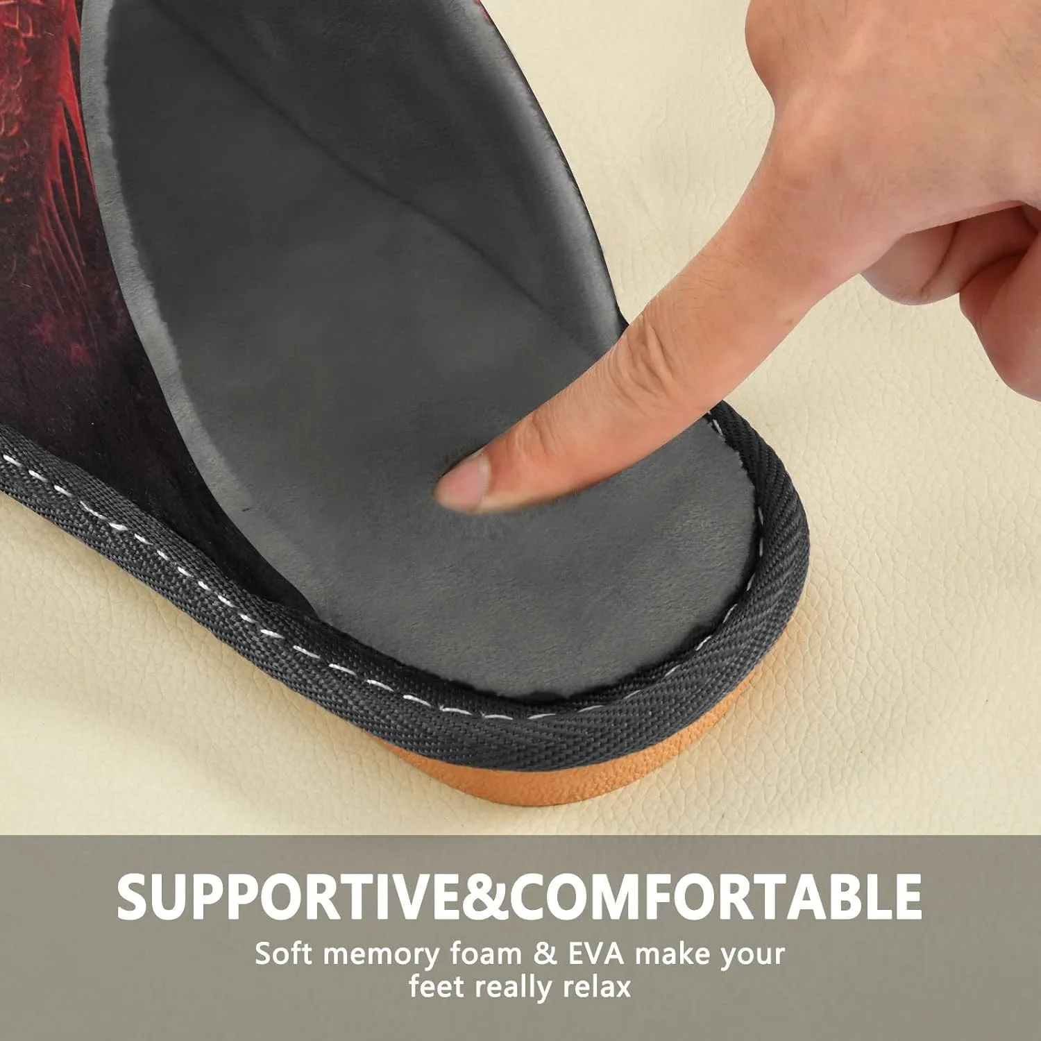 Women's Mens Cosy Slippers, Magic Red Dragon Casual Unisex Slip-On Breathable Memory Foam Scuff Lazy House Shoes for Indoor/Outdoor Size 4-11