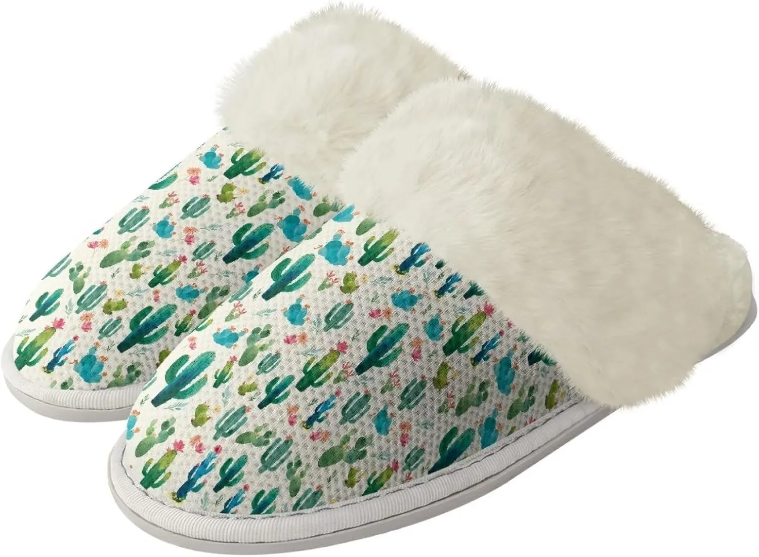 Women's Men's Slip On Slippers, Flannel Lined House Shoes with Memory Foam Closed Toe Plush Slippers for Indoor Outdoor