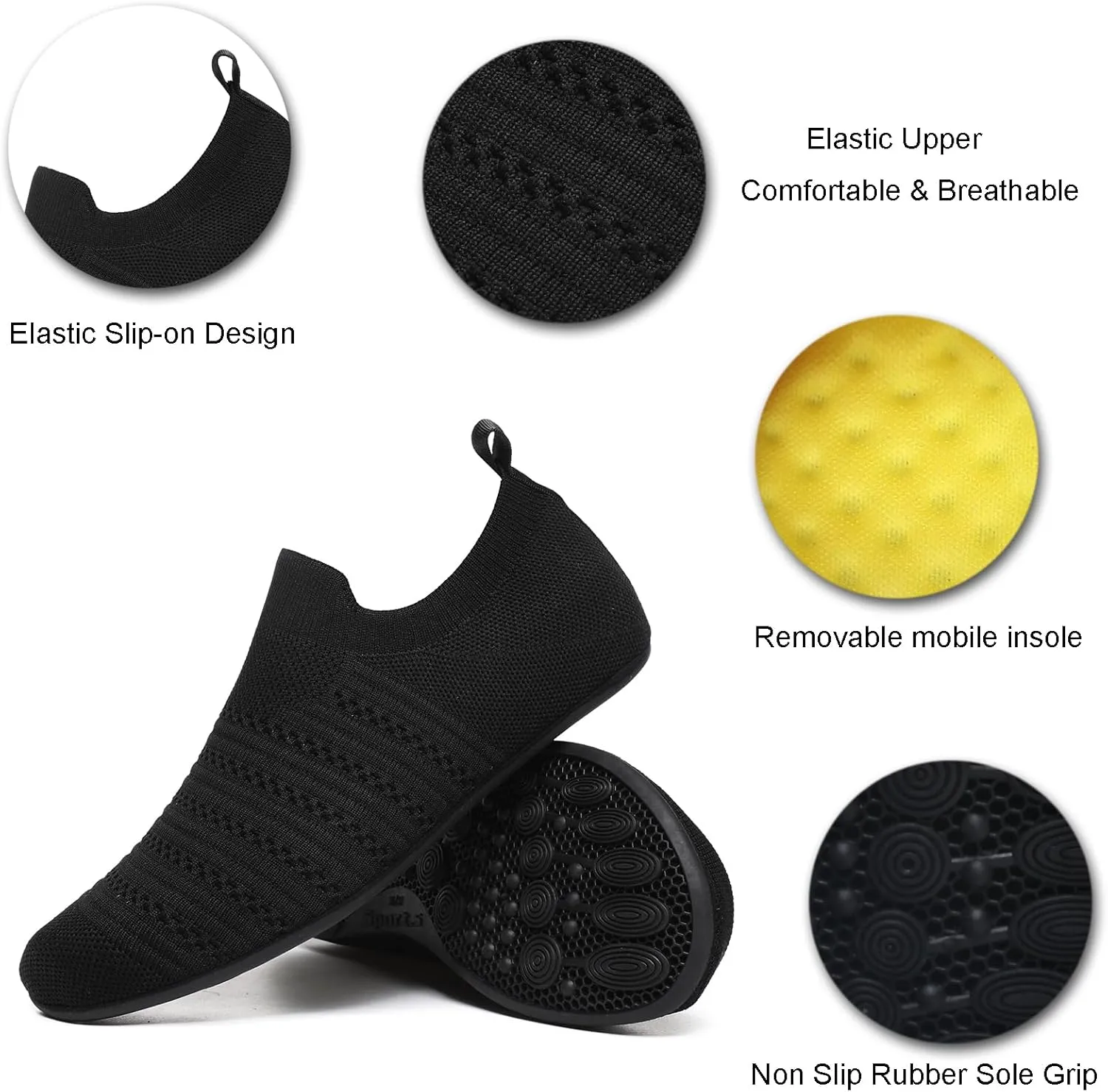 Womens Mens Slippers with Rubber Sole Ultra-Lightweight House Slipper Socks Around House Shoes Non Slip Indoor&Outdoor