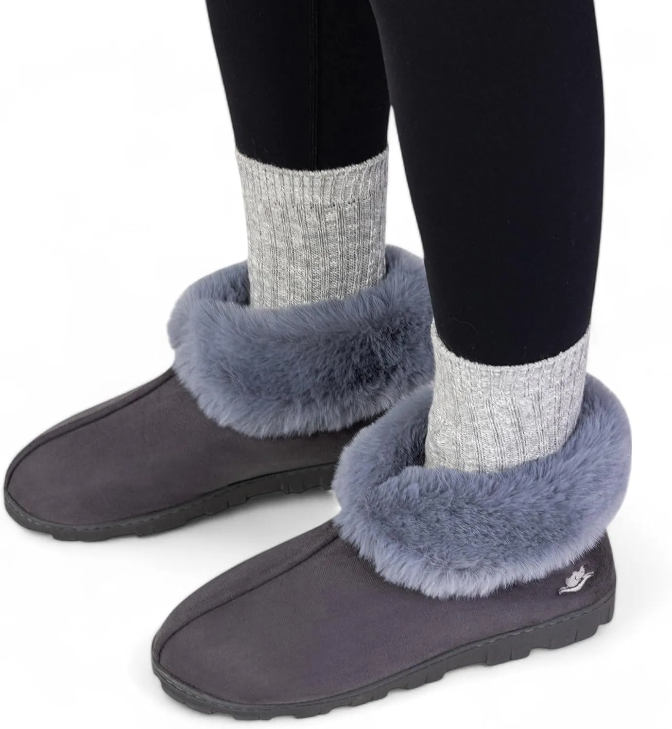 Women's Micro Suede Faux Fur Fleece Lined Cozy 80-D High-Density Memory Foam Winter Slipper Bootie Breathable House Shoes Non Skid Indoor Outdoor Sole