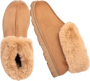 Women's Micro Suede Faux Fur Fleece Lined Cozy 80-D High-Density Memory Foam Winter Slipper Bootie Breathable House Shoes Non Skid Indoor Outdoor Sole