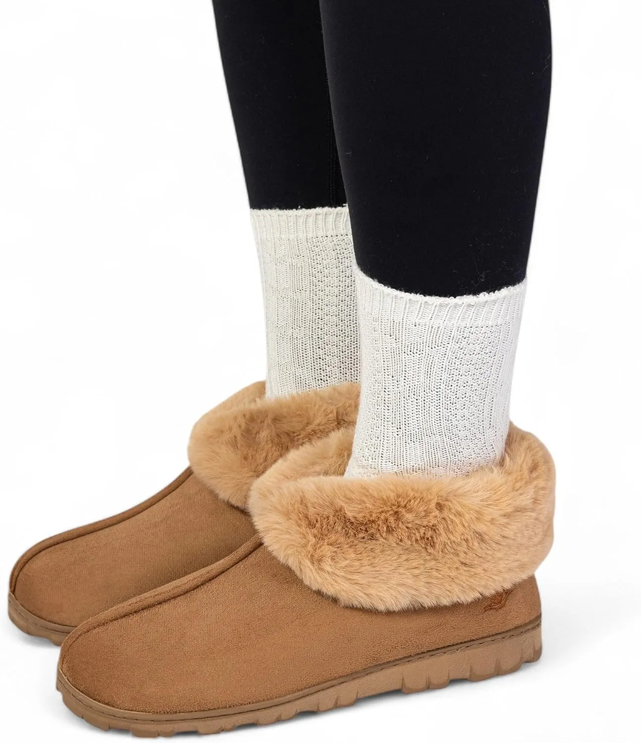 Women's Micro Suede Faux Fur Fleece Lined Cozy 80-D High-Density Memory Foam Winter Slipper Bootie Breathable House Shoes Non Skid Indoor Outdoor Sole