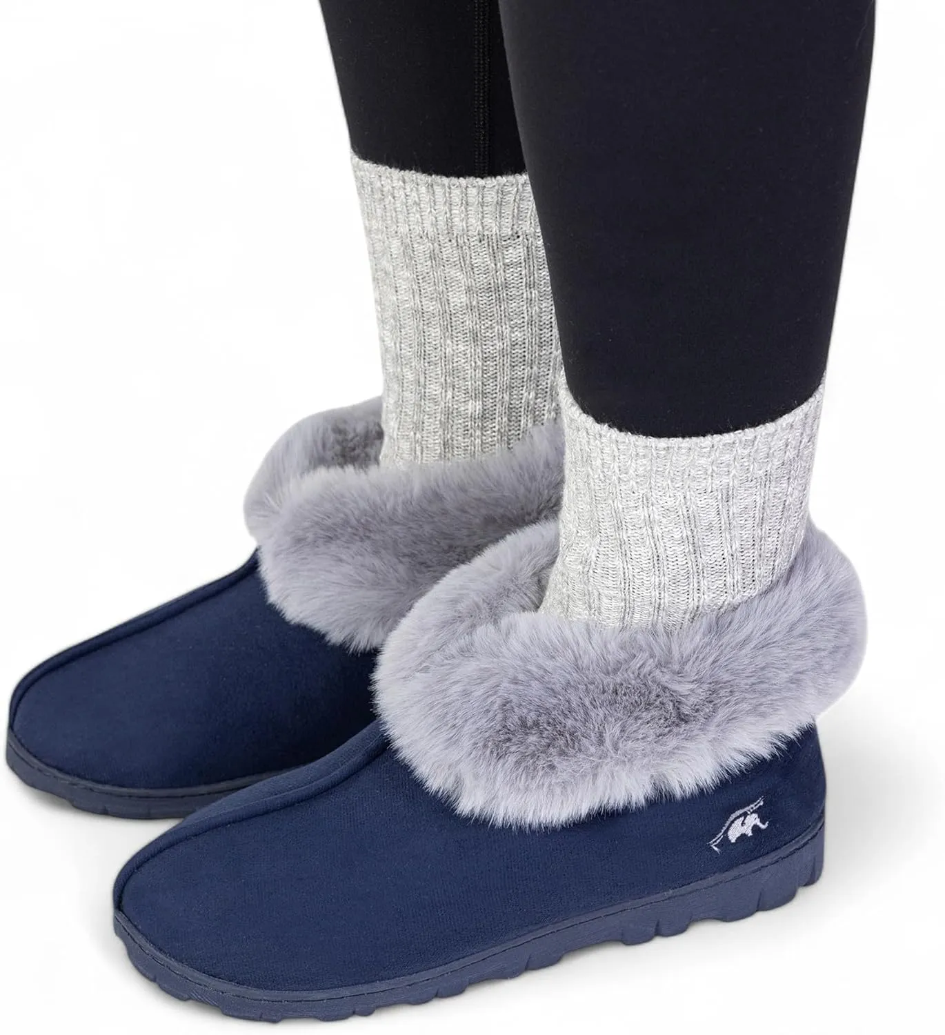 Women's Micro Suede Faux Fur Fleece Lined Cozy 80-D High-Density Memory Foam Winter Slipper Bootie Breathable House Shoes Non Skid Indoor Outdoor Sole