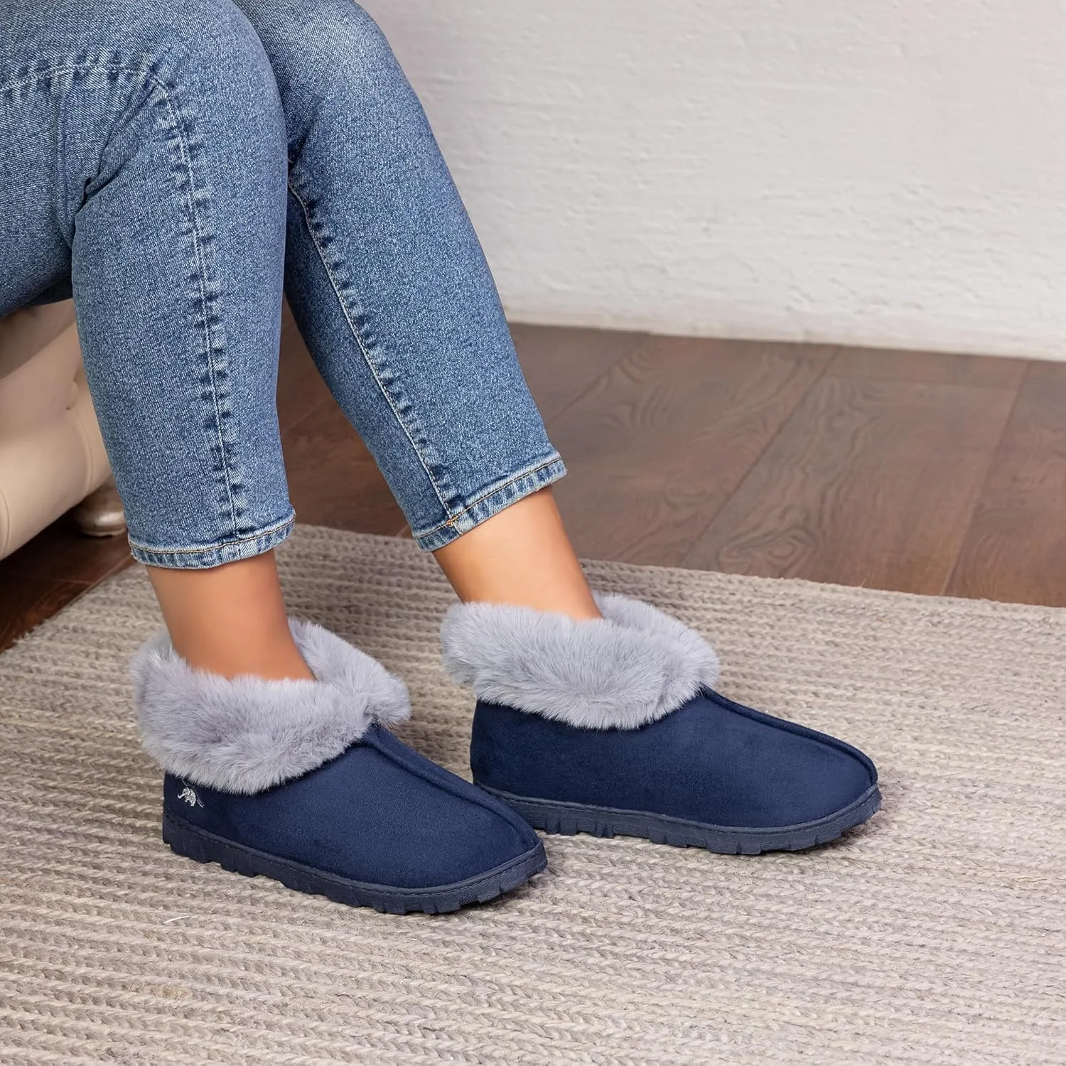 Women's Micro Suede Faux Fur Fleece Lined Cozy 80-D High-Density Memory Foam Winter Slipper Bootie Breathable House Shoes Non Skid Indoor Outdoor Sole