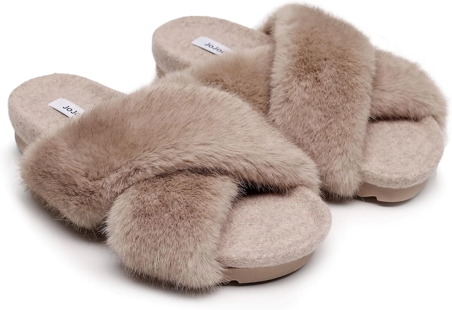 Women's Premium Rich Plush Warm Scuff Comfy EVA Footbed Breathable Cross Band Indoor Lady Platform Soles Slippers