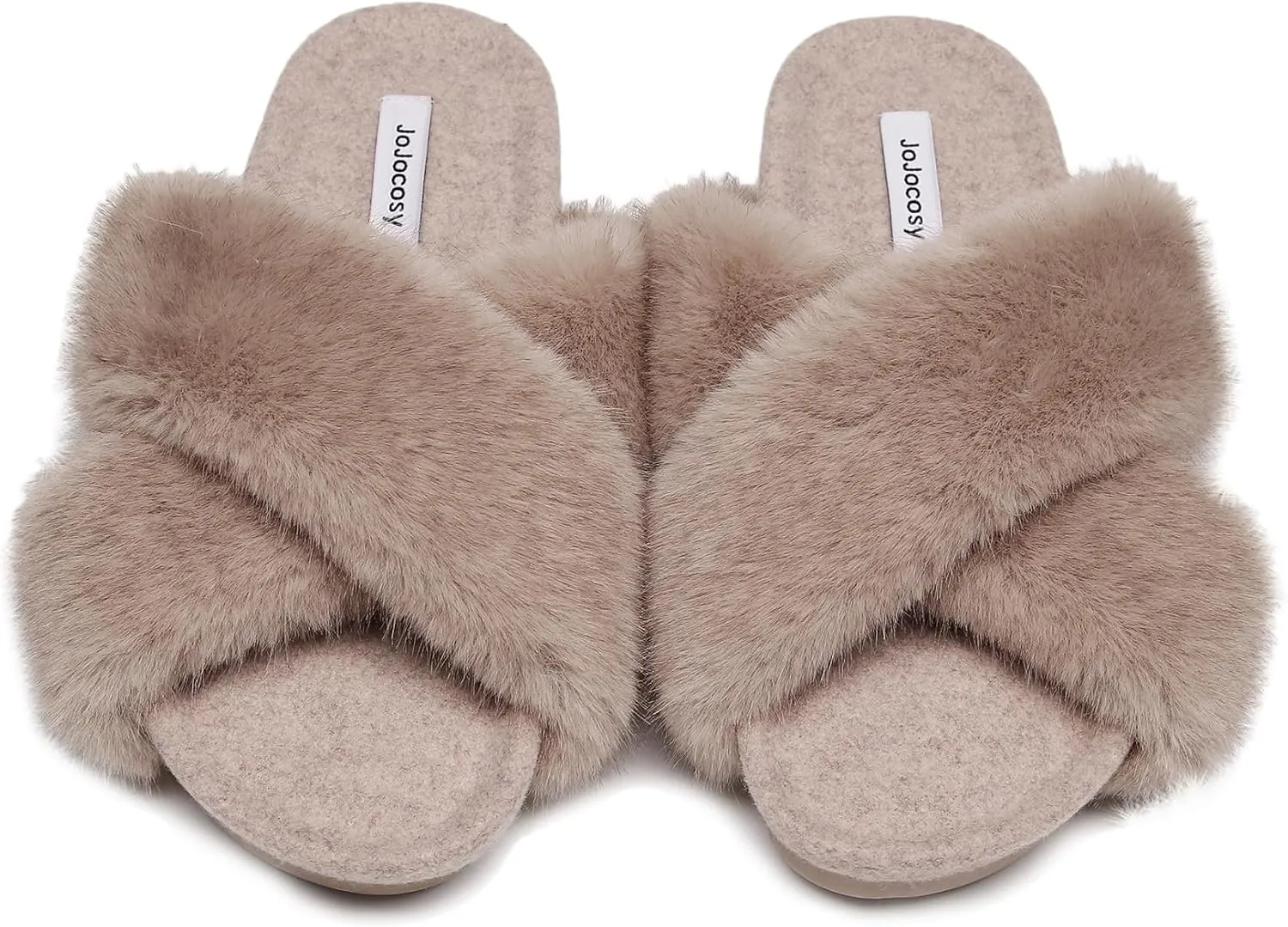 Women's Premium Rich Plush Warm Scuff Comfy EVA Footbed Breathable Cross Band Indoor Lady Platform Soles Slippers