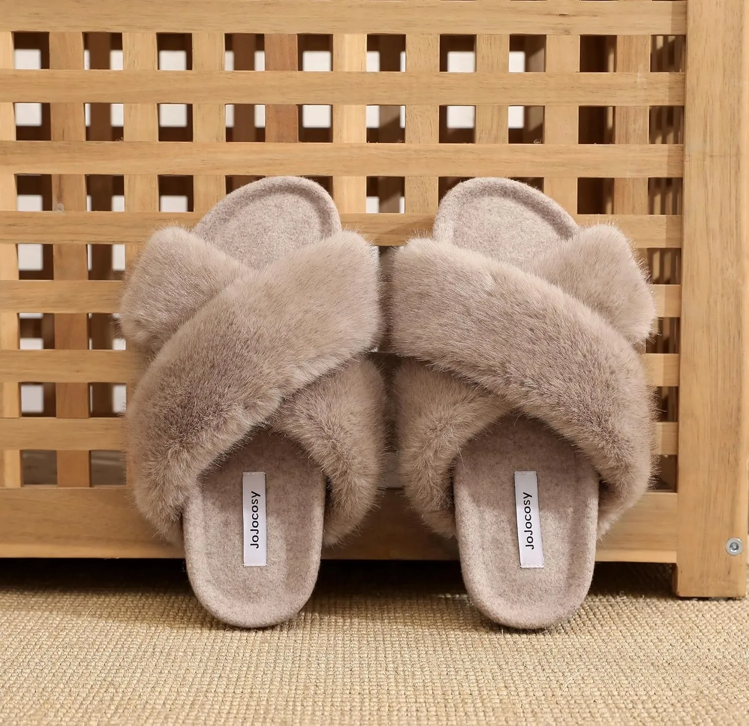 Women's Premium Rich Plush Warm Scuff Comfy EVA Footbed Breathable Cross Band Indoor Lady Platform Soles Slippers