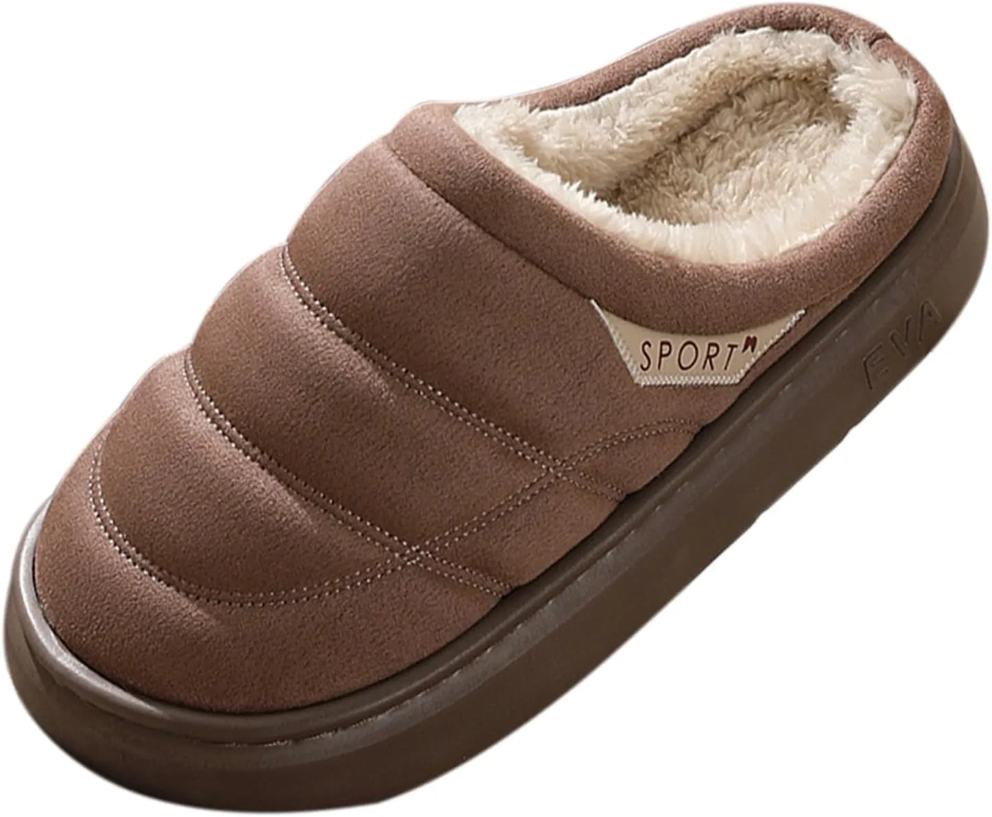Womens Slippers Fur Fleece Lined Non Slip Slipper Sort Sole Flat Slipper Slip On Bedroom Slippers for Men Indoor