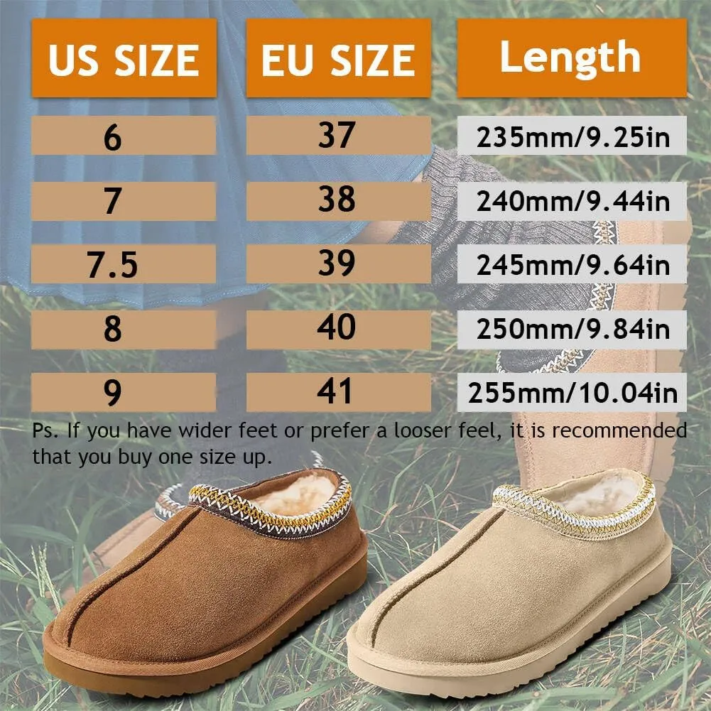 Women's Slippers Platform Mini Boots For Women Suede Leather Anti-Slip Slipper Comfy Fur Fleece Lined Short Ankle Boot Slippers Indoor Outdoor