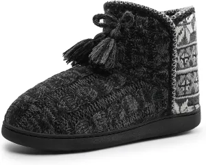 Womens Slippers Winter Warm House Shoes Knitted Fleece Faux Fur Lining Bootie slipper