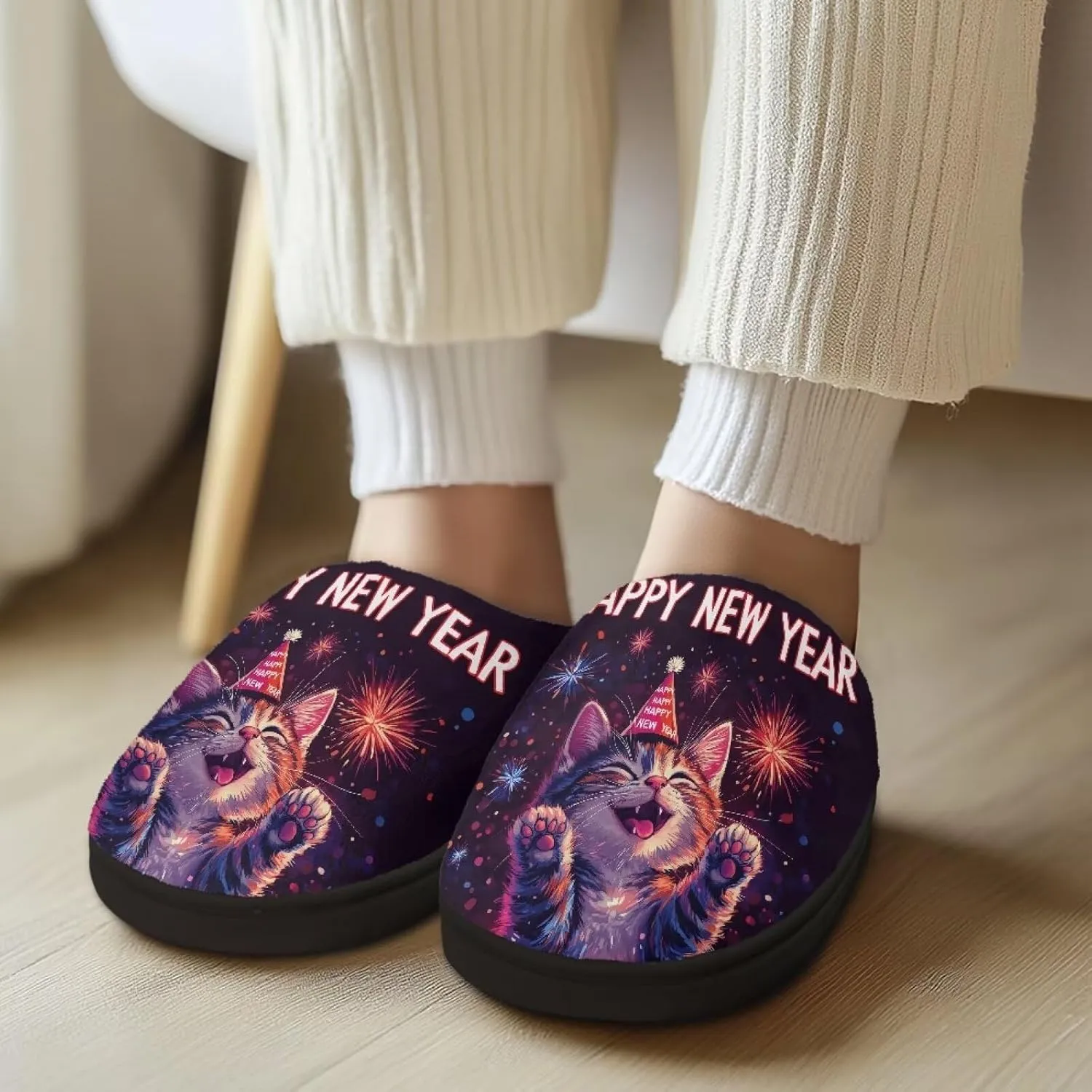 Womens Soft Plush Slippers Winter Fluffy Fuzzy Shoes Keep Warm Non Slip Household Shoes Indoor Cotton Slippers US 4-12