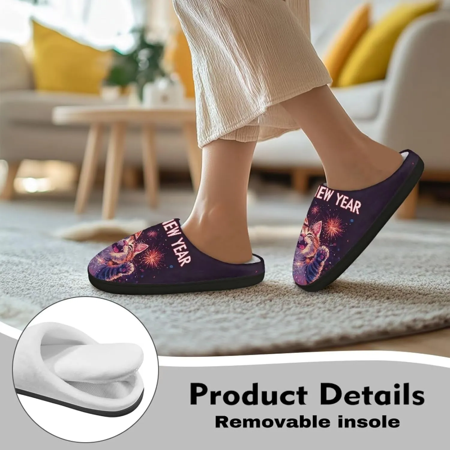 Womens Soft Plush Slippers Winter Fluffy Fuzzy Shoes Keep Warm Non Slip Household Shoes Indoor Cotton Slippers US 4-12