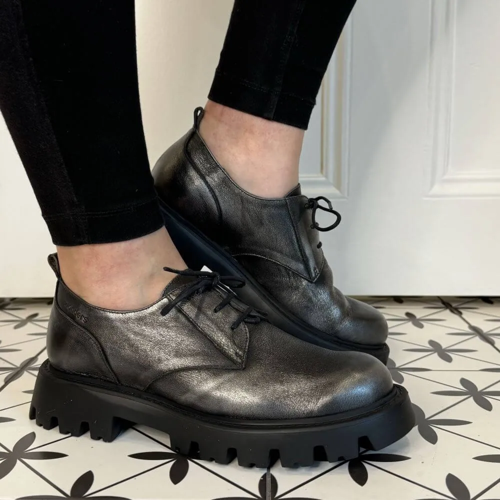 Wonders C-7503 Andrea Laced Shoe-PEWTER