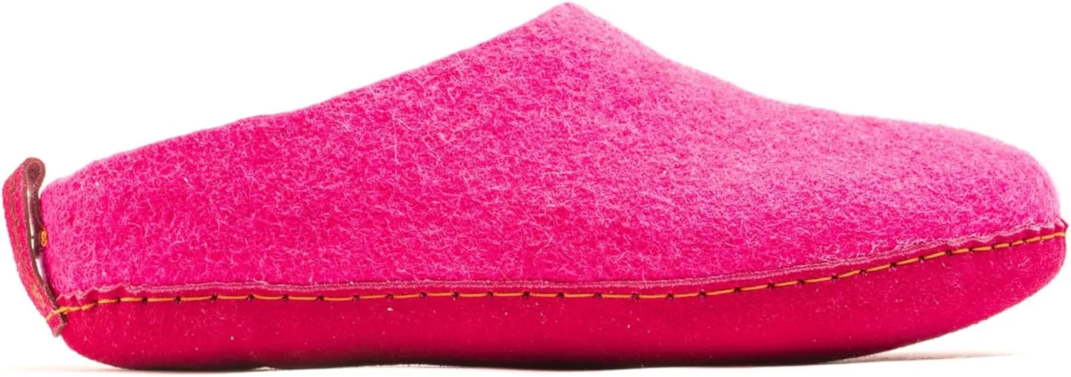 Woolly's Indoor Open Heel Slippers With Leather Sole (Fuchsia) - 36 | Premium New Zeland Wool | Handcrafted with Italian Design | Soft, Breathable & Ordor Free