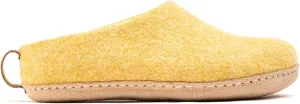 Woolly's Indoor Open Heel Slippers With Leather Sole (Mustard Yellow) - 46 | Premium New Zeland Wool | Handcrafted with Italian Design | Soft, Breathable & Ordor Free
