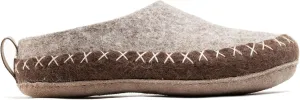 Woolly's Indoor Open Heel Slippers With Leather Sole (Natural Brown & Light Brown) - 44 (Special Edition) | Premium New Zeland Wool | Handcrafted with Italian Design | Soft, Breathable & Ordor Free