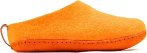 Woolly's Indoor Open Heel Slippers With Leather Sole (Orange) - 41 | Premium New Zeland Wool | Handcrafted with Italian Design | Soft, Breathable & Ordor Free