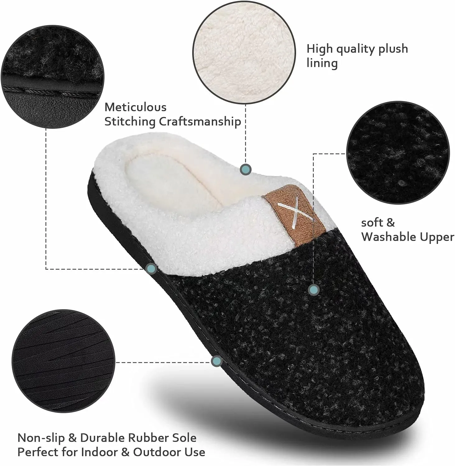 YALOX Women's Slippers Men's Warm Slippers Home Shoes Comfortable Memory Foam Anti-Slip House Cotton Shoes Indoor & Outdoor