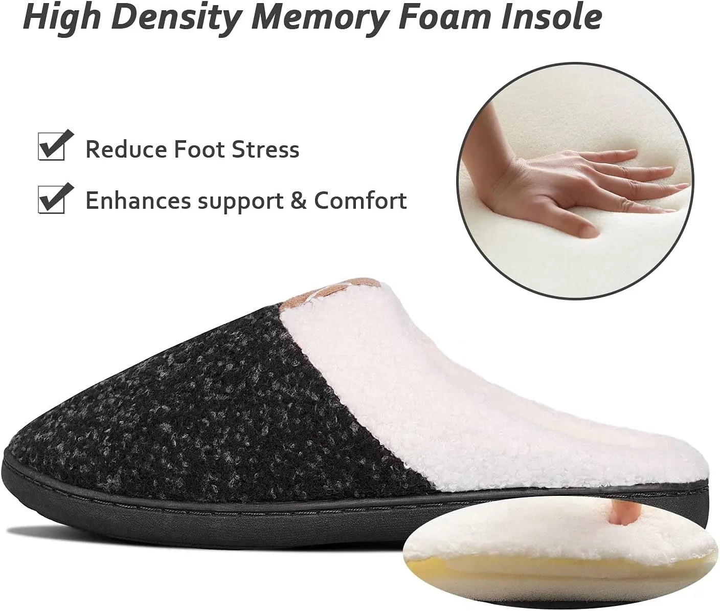 YALOX Women's Slippers Men's Warm Slippers Home Shoes Comfortable Memory Foam Anti-Slip House Cotton Shoes Indoor & Outdoor