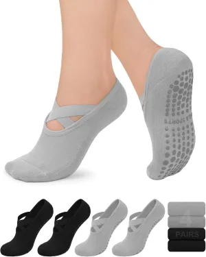 YeuG 4/6 Pairs Pilates Socks for Women - Non Slip Grip Socks for Yoga, Barre, Hospital, Barefoot