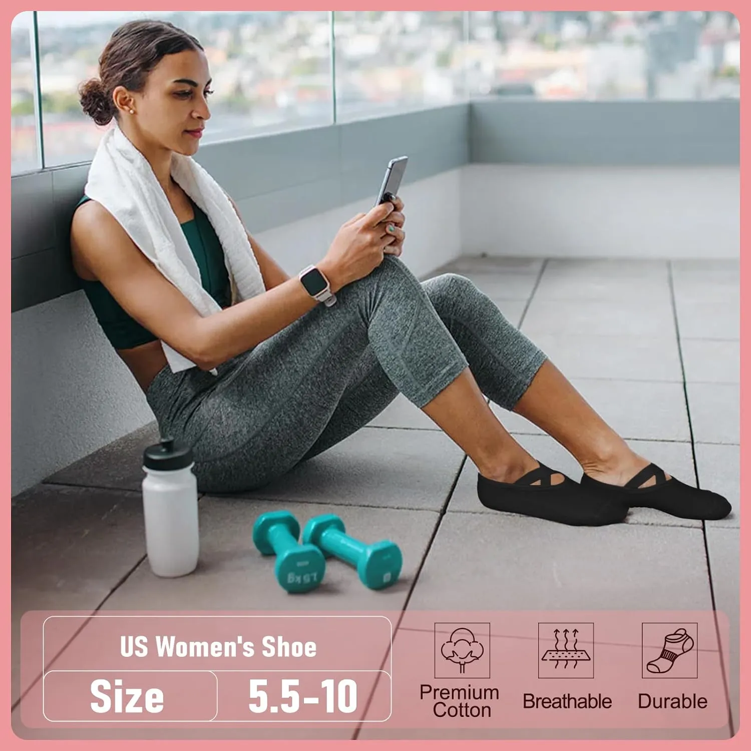 YeuG 4/6 Pairs Pilates Socks for Women - Non Slip Grip Socks for Yoga, Barre, Hospital, Barefoot