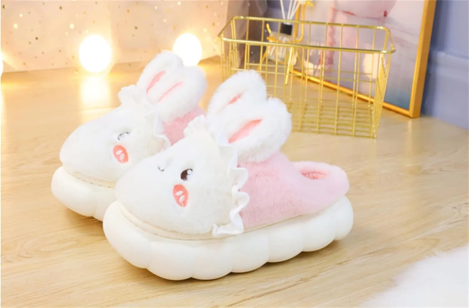 YILANLAN Bunny Slippers for Women Cute Cozy Animal Rabbit Slippers Fuzzy Warm Winter Cotton slipper Indoor House Slippers