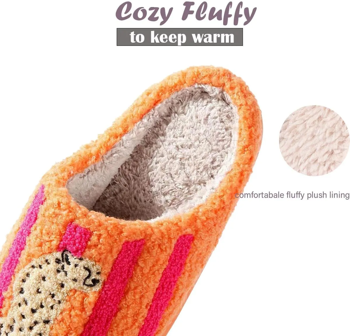 YJEUS Women's House Slippers - Fluffy Plush Memory Foam Indoor Slippers for Ladies