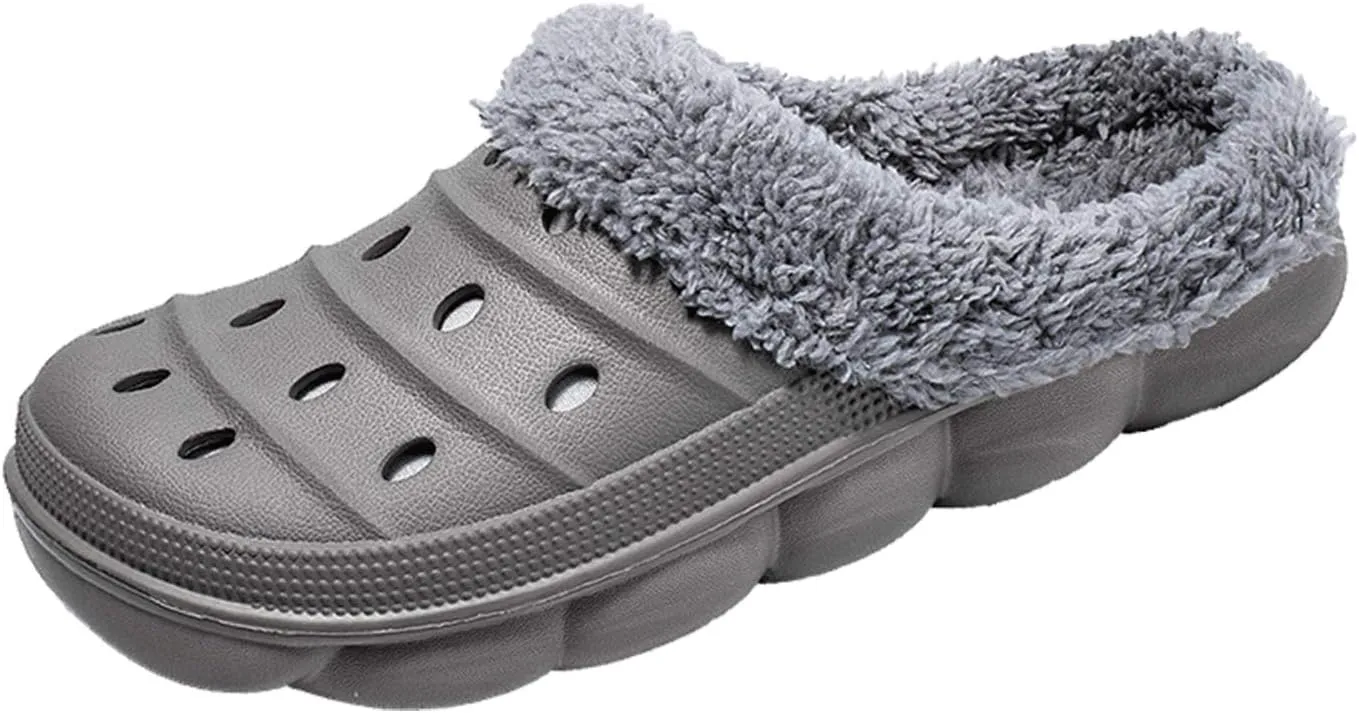 YUKTOPA Unisex Garden Clogs House Slippers Fur Lined Winter Breathable Walking Garden Shoes Warm Non-Slip Mule Footwear