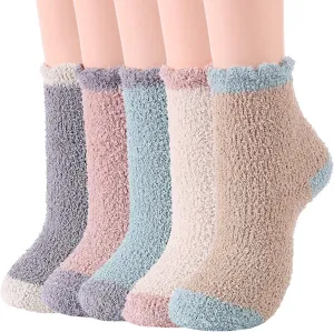 Zando Women Warm Super Soft Winter Fluffy Microfiber Crew Socks Plush Slipper Sock Casual Home Sleeping Fuzzy Cozy Sock