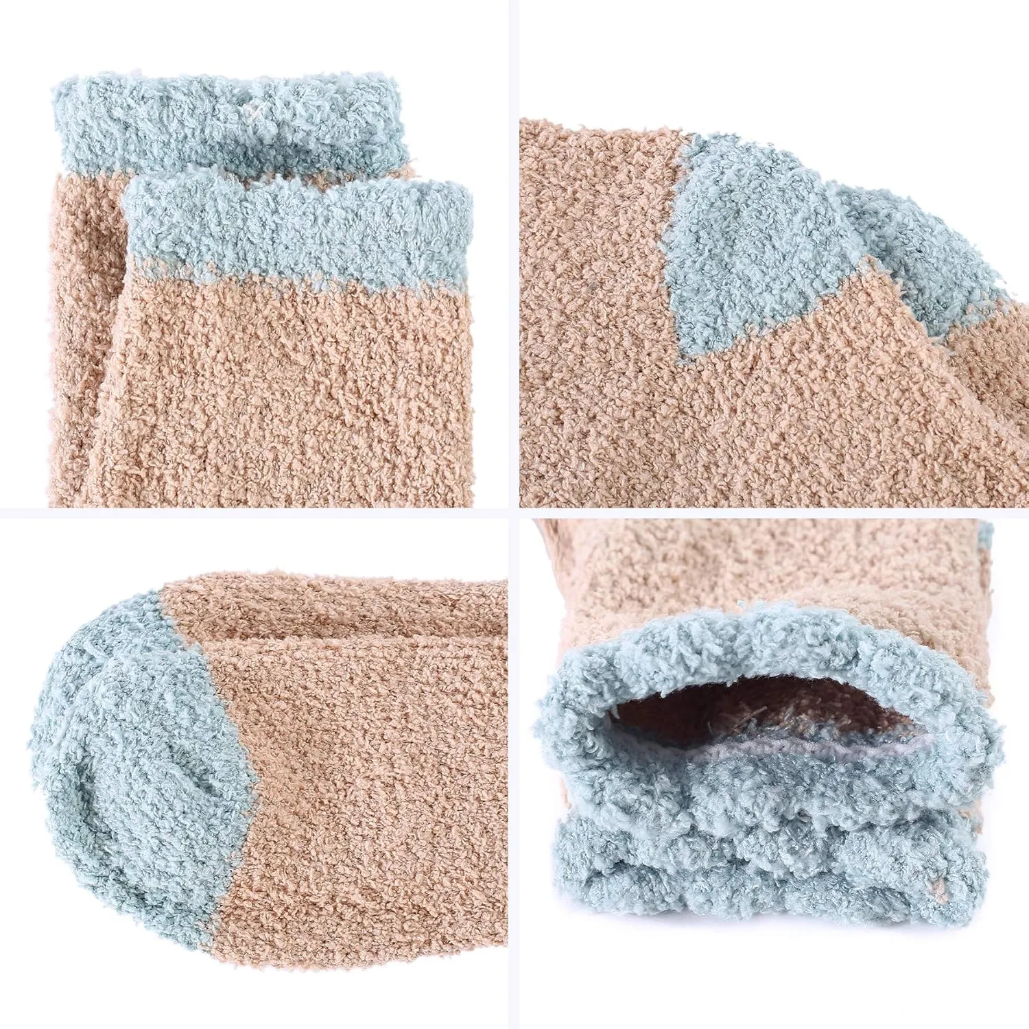 Zando Women Warm Super Soft Winter Fluffy Microfiber Crew Socks Plush Slipper Sock Casual Home Sleeping Fuzzy Cozy Sock