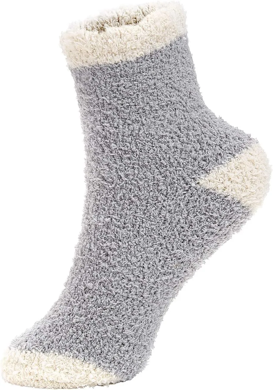 Zando Women Warm Super Soft Winter Fluffy Microfiber Crew Socks Plush Slipper Sock Casual Home Sleeping Fuzzy Cozy Sock