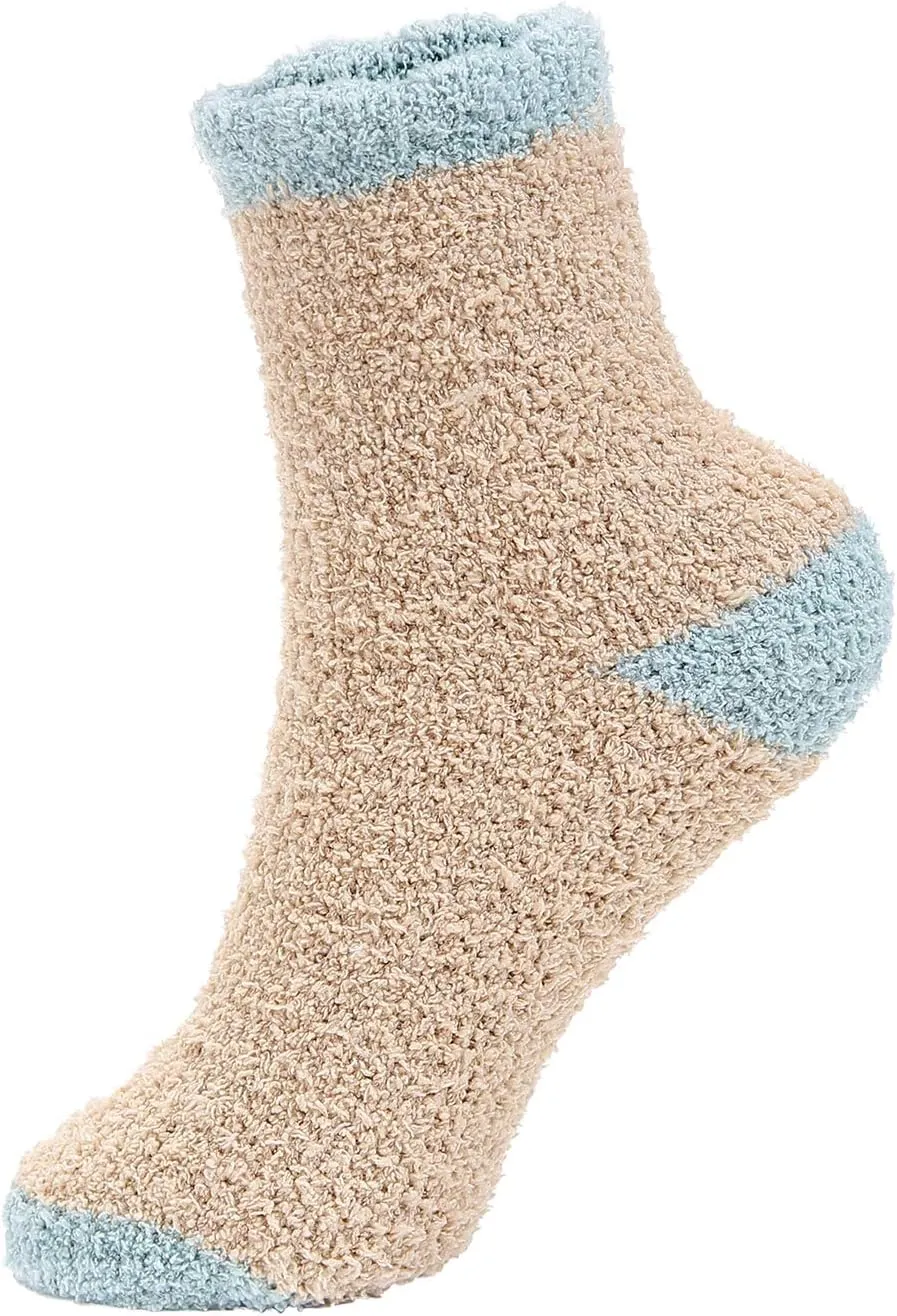 Zando Women Warm Super Soft Winter Fluffy Microfiber Crew Socks Plush Slipper Sock Casual Home Sleeping Fuzzy Cozy Sock