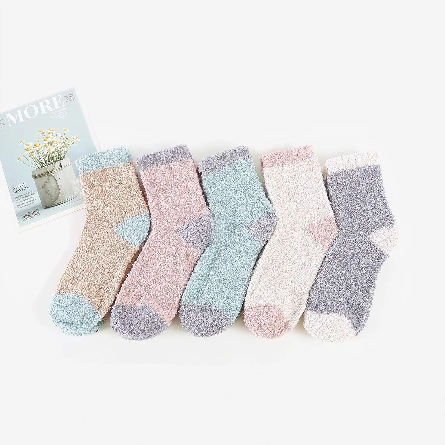 Zando Women Warm Super Soft Winter Fluffy Microfiber Crew Socks Plush Slipper Sock Casual Home Sleeping Fuzzy Cozy Sock