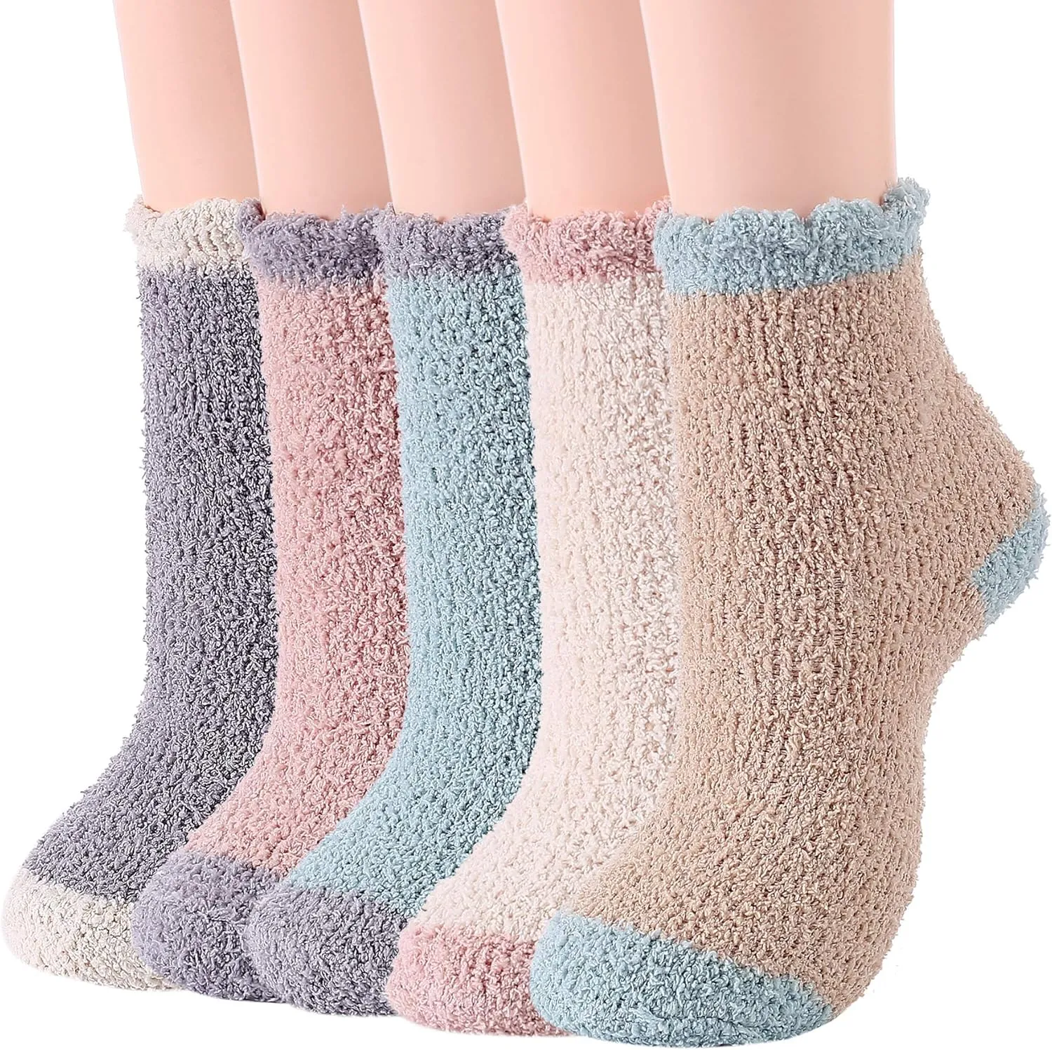 Zando Women Warm Super Soft Winter Fluffy Microfiber Crew Socks Plush Slipper Sock Casual Home Sleeping Fuzzy Cozy Sock