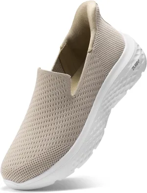 ZURIN Womens Slip On Walking Shoes with Arch Support,Lightweight No Lace Sneakers,Non Slip Breathable Tennis Shoes