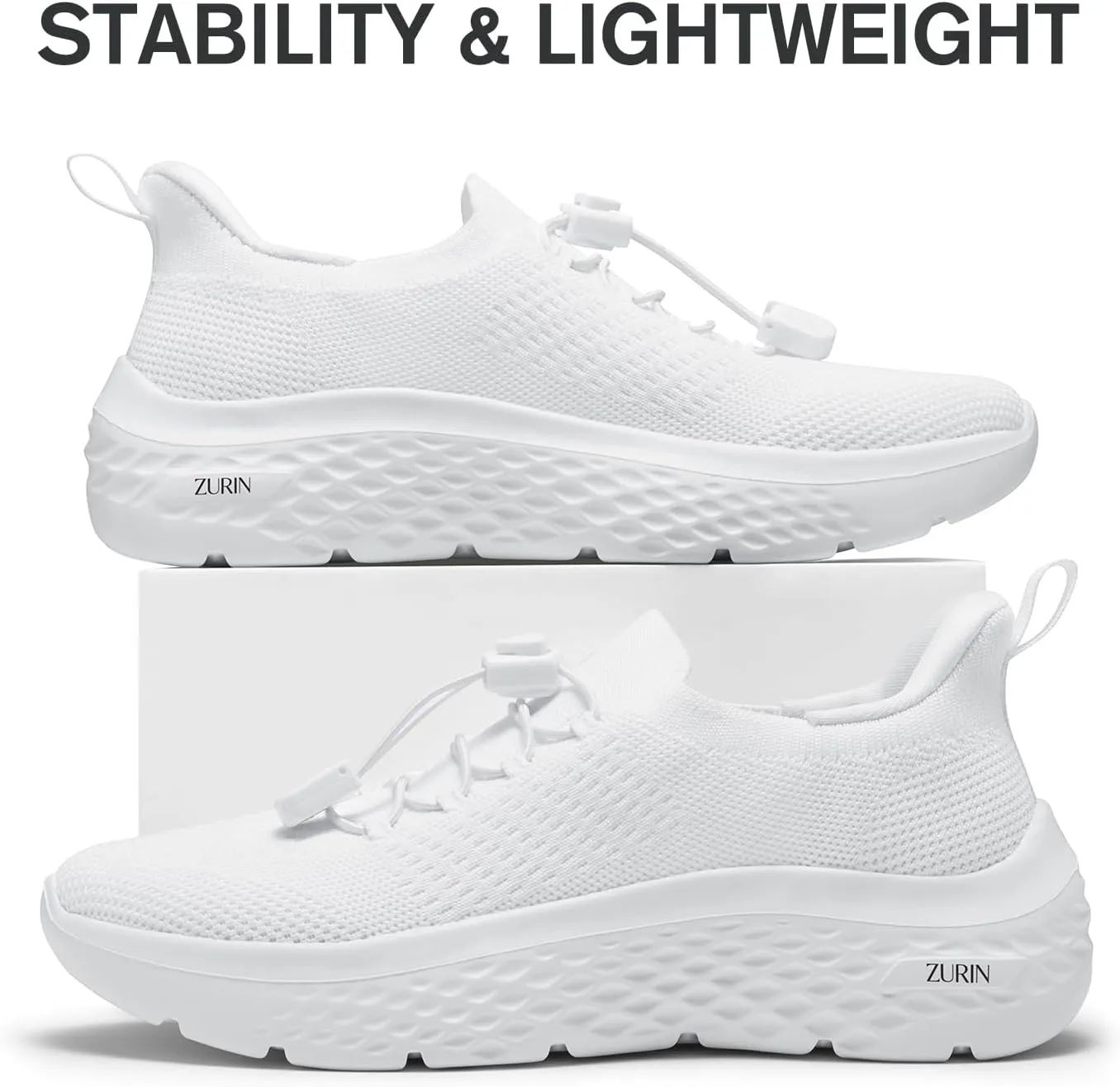 ZURIN Womens Slip On Walking Shoes with Arch Support,Lightweight Running Sneakers,Non Slip Breathable Tennis Shoes for Gym Travel Work Casual