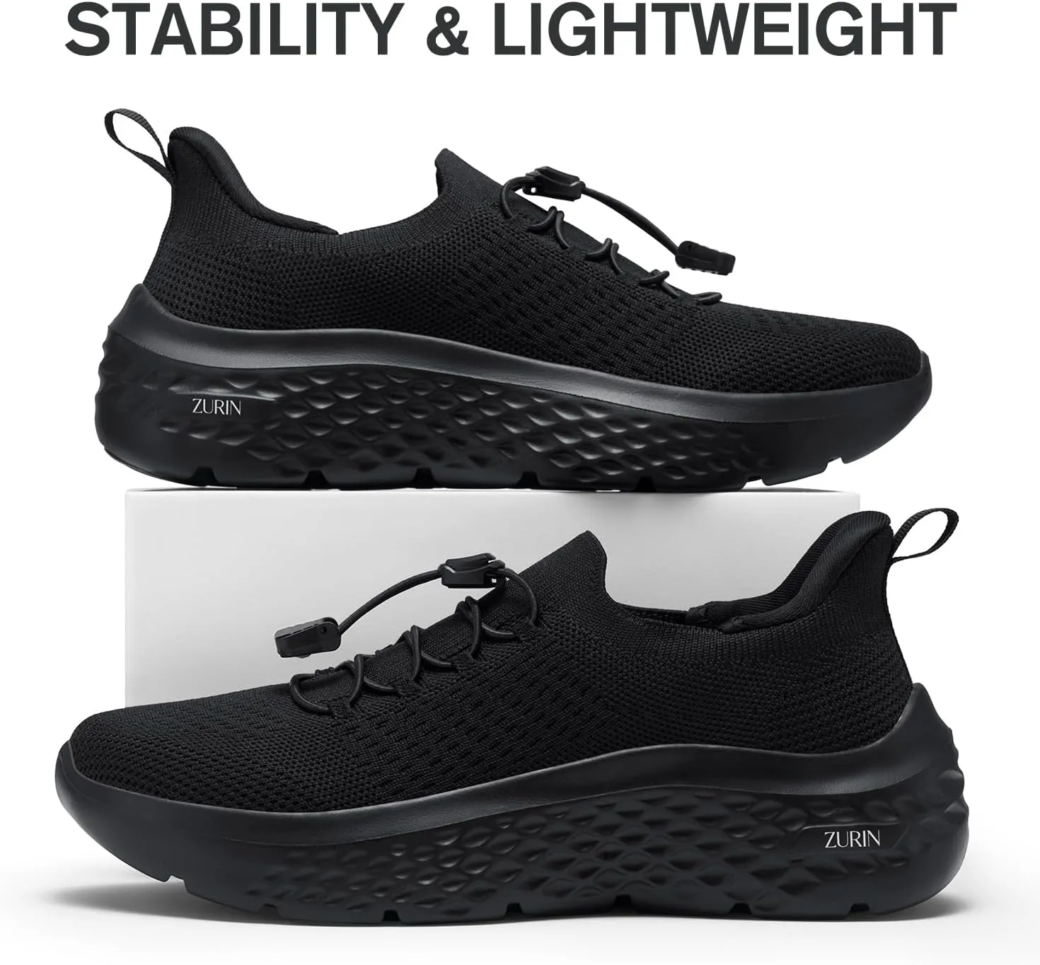 ZURIN Womens Slip On Walking Shoes with Arch Support,Lightweight Running Sneakers,Non Slip Breathable Tennis Shoes for Gym Travel Work Casual