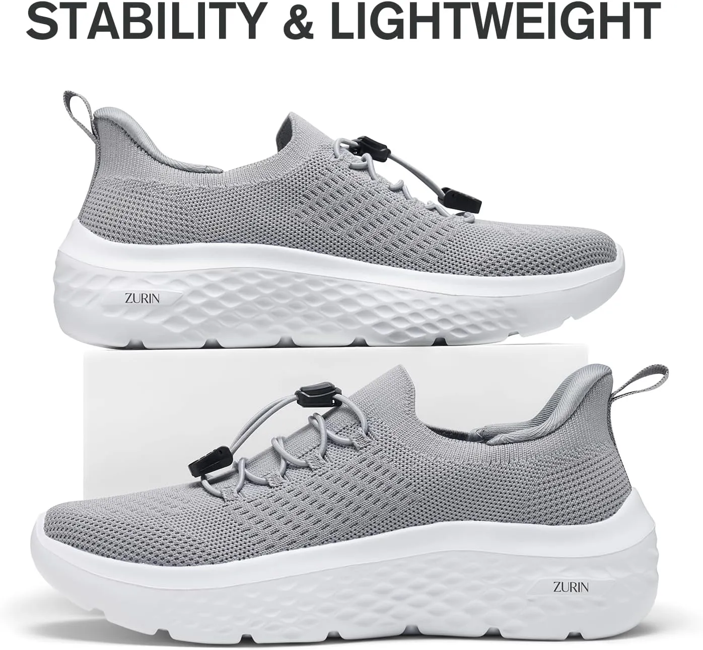 ZURIN Womens Slip On Walking Shoes with Arch Support,Lightweight Running Sneakers,Non Slip Breathable Tennis Shoes for Gym Travel Work Casual